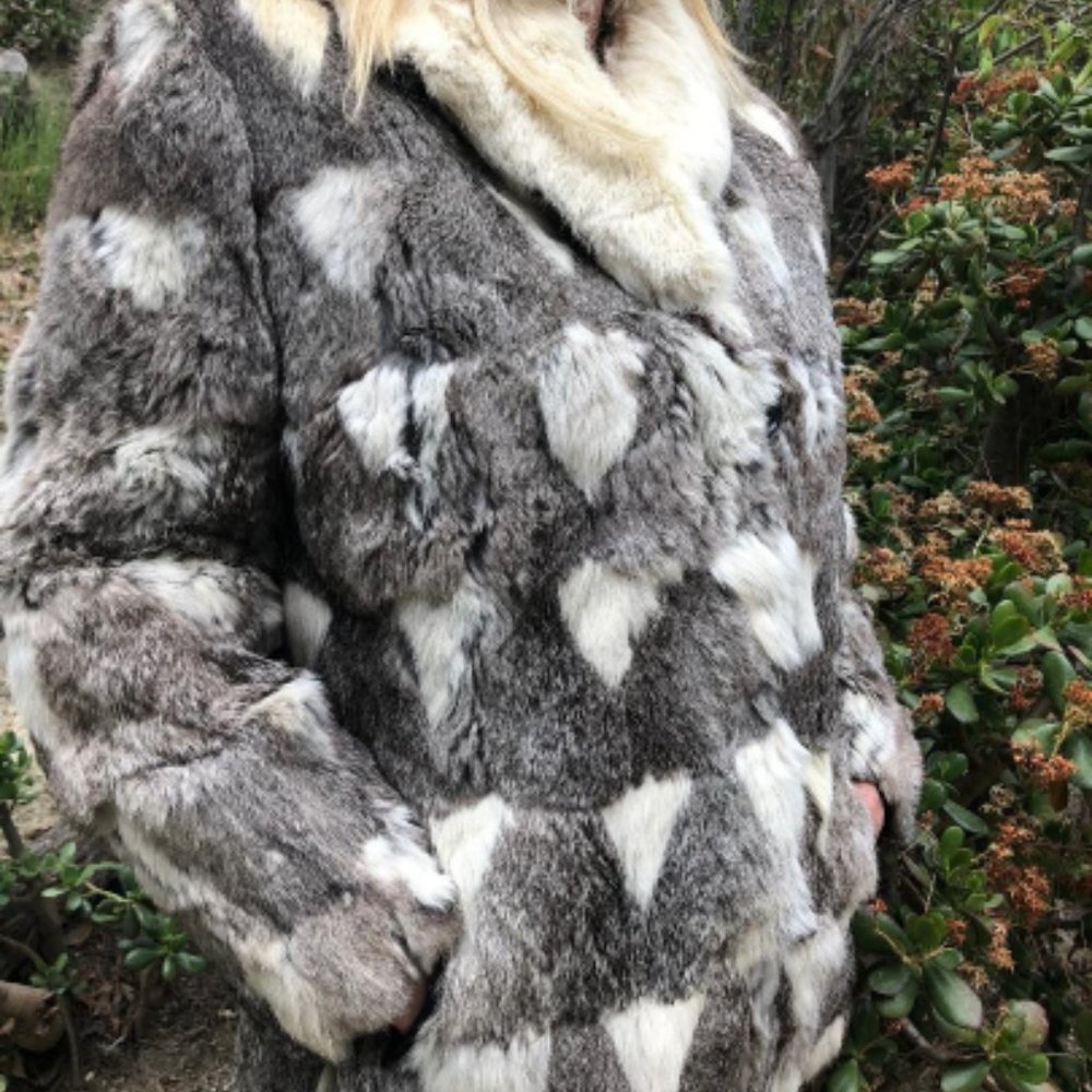 Alexida Patchwork Rabbit Fur Coat - image 2
